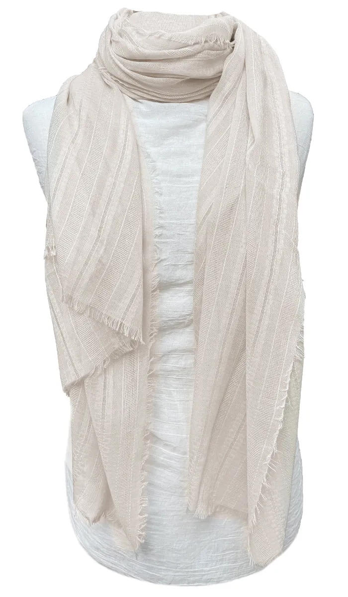 Rabia Non-slip Cotton Striped Wrap Hijab Scarf - Oatmeal