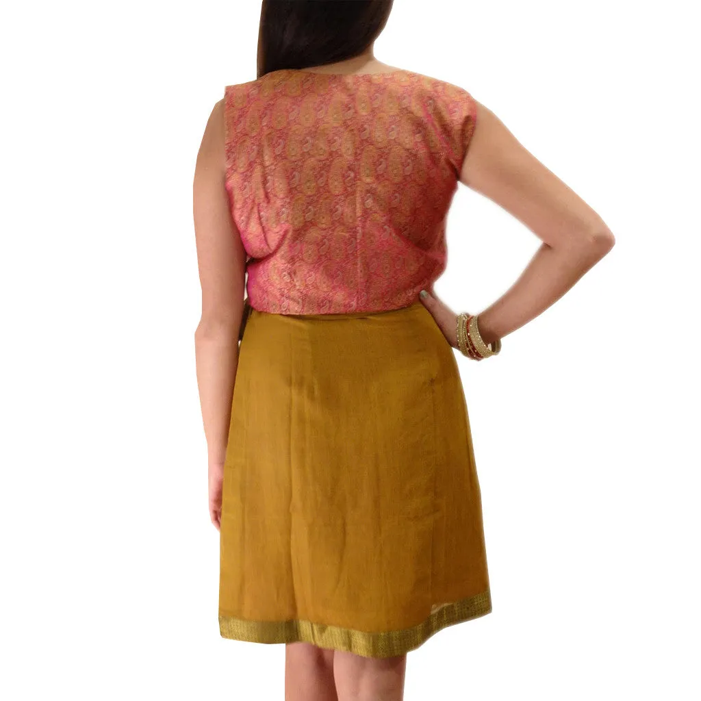 Rose Earth Wrap Brocade Silk Dress