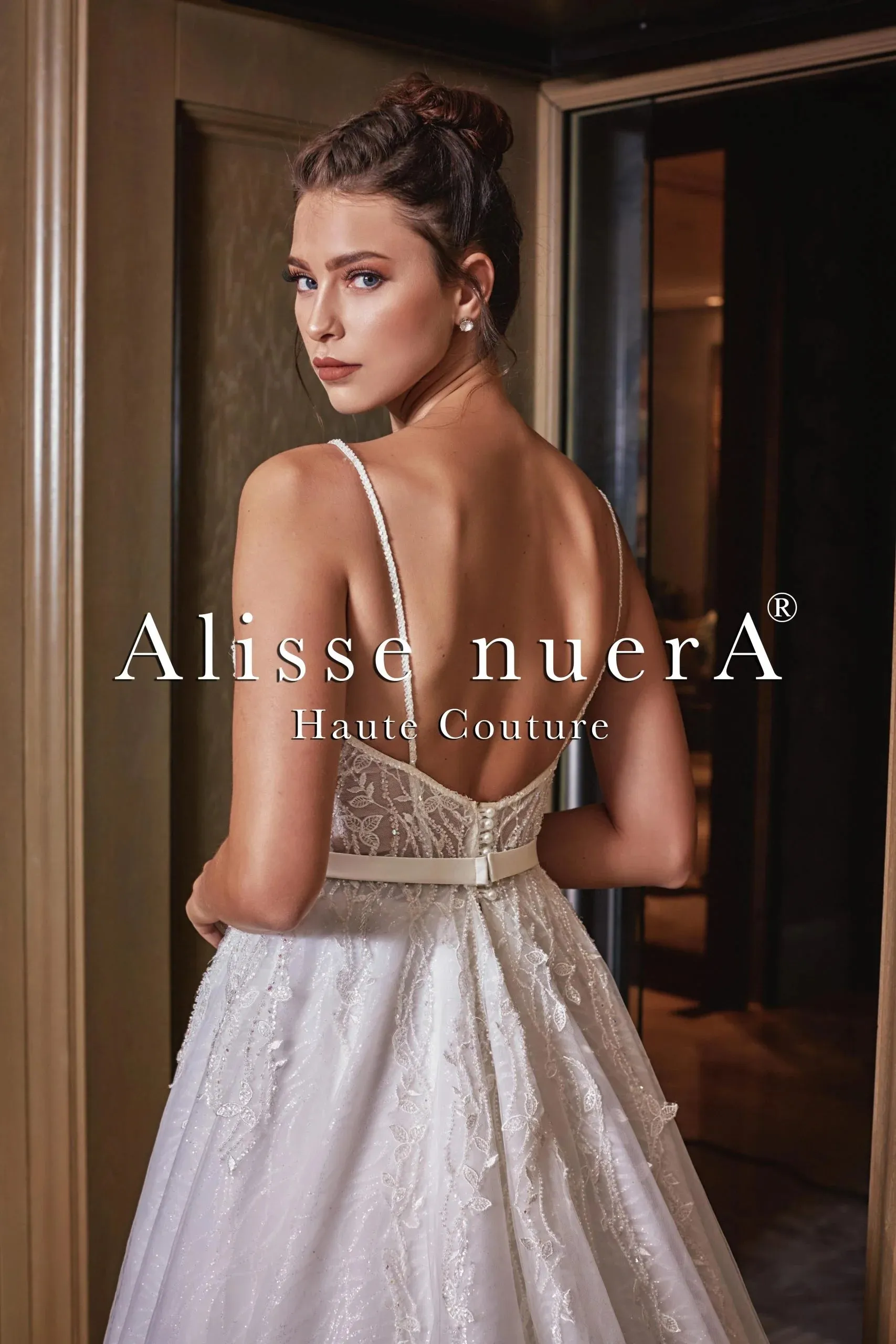 Shiny A Line Lace Bridal Dress with Sparkly Tulle Skirt