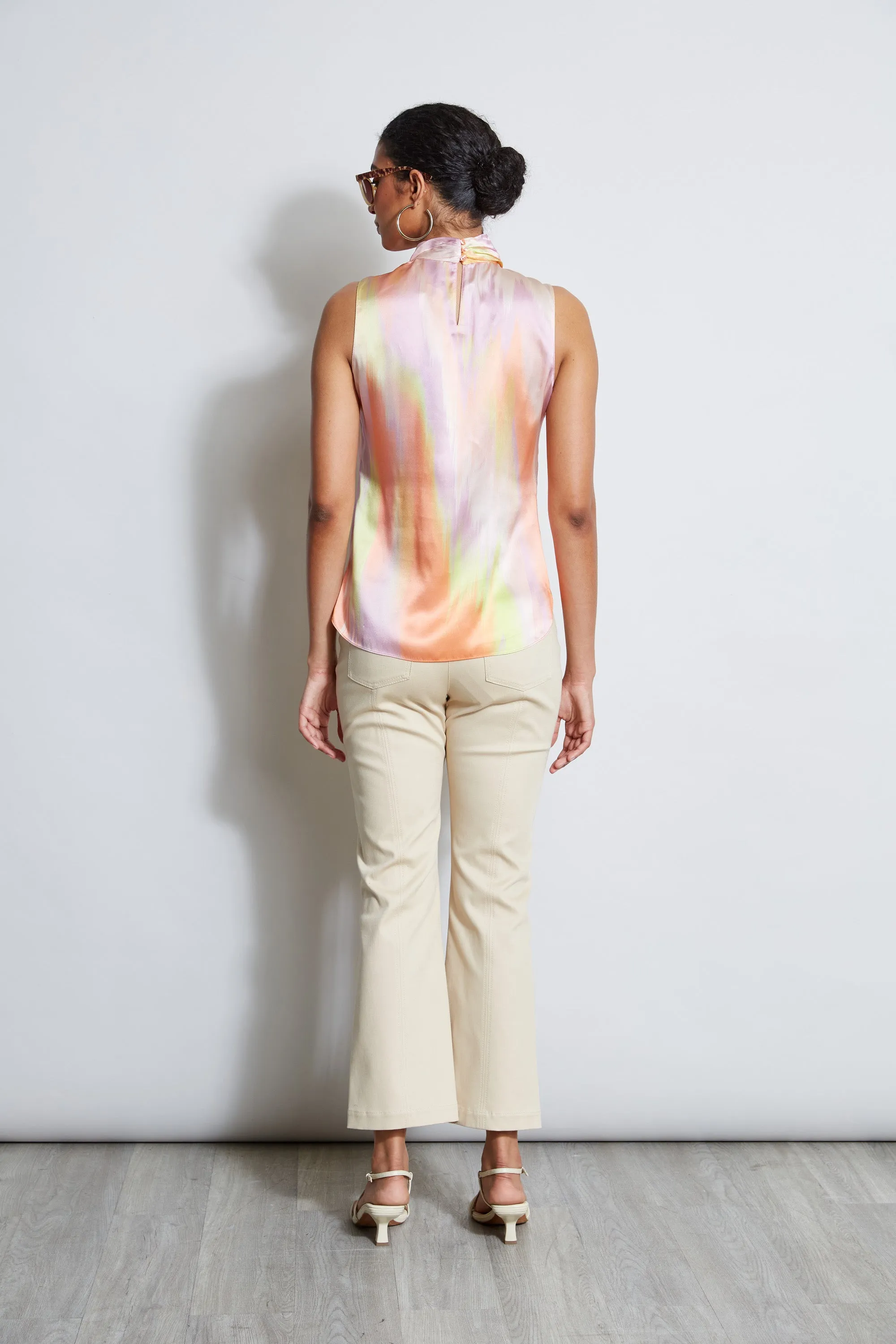 Silk Satin Sunrise Twist Neck Shirt