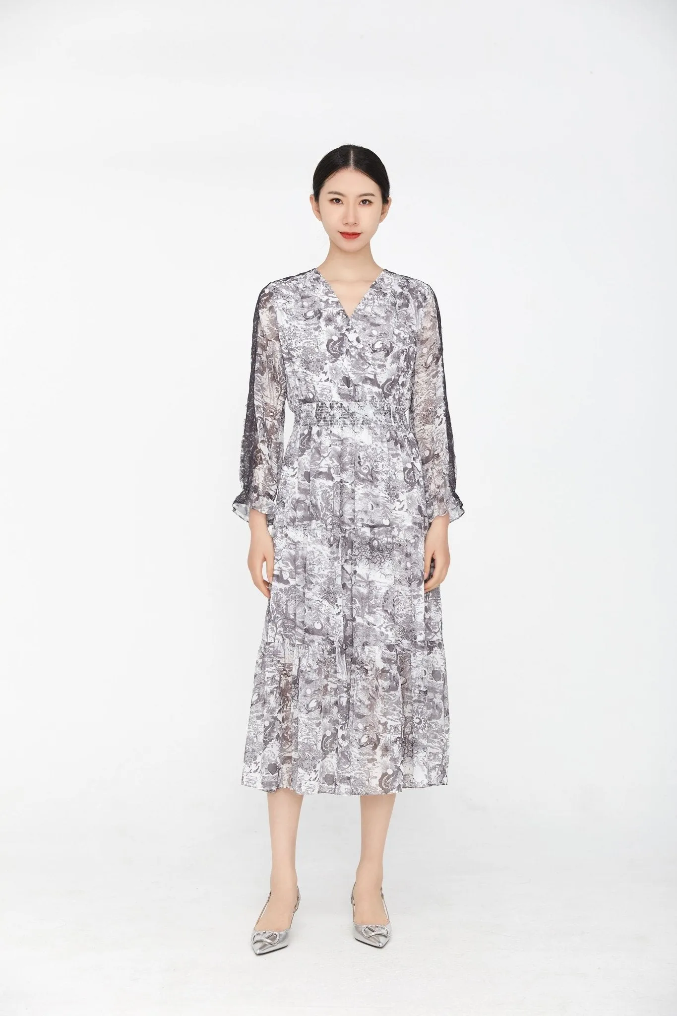 Smoke Grey Long Sleeve Maxi Dress
