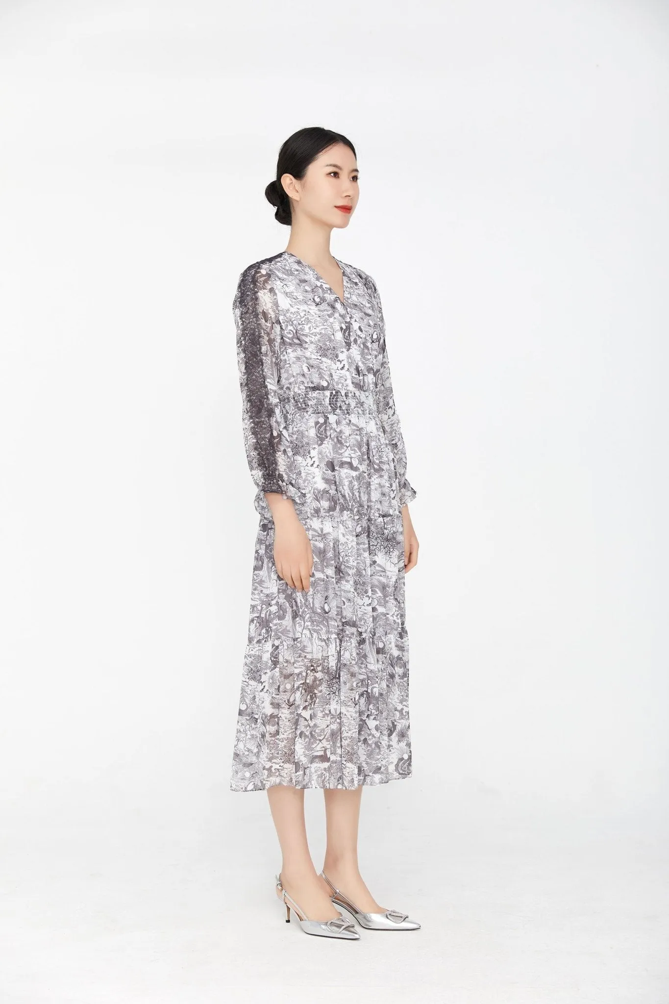 Smoke Grey Long Sleeve Maxi Dress