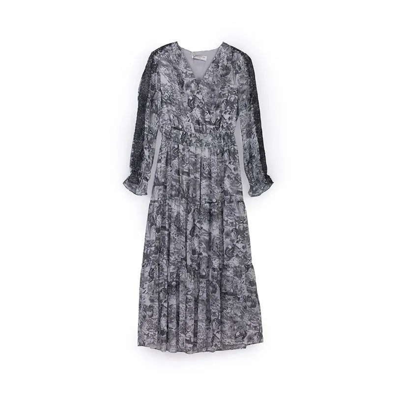 Smoke Grey Long Sleeve Maxi Dress