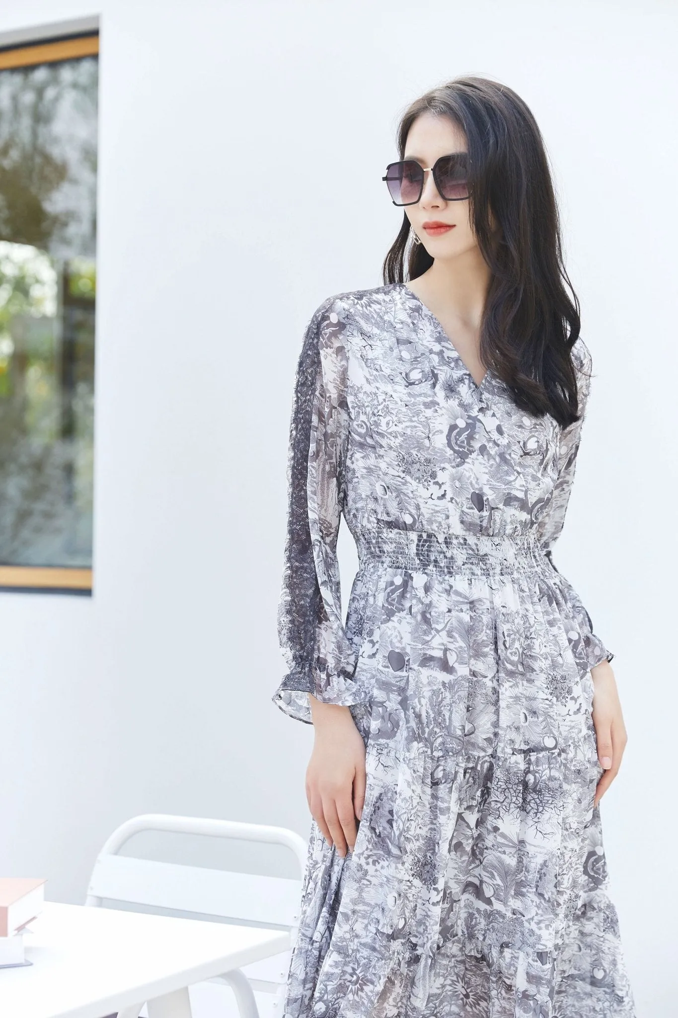 Smoke Grey Long Sleeve Maxi Dress