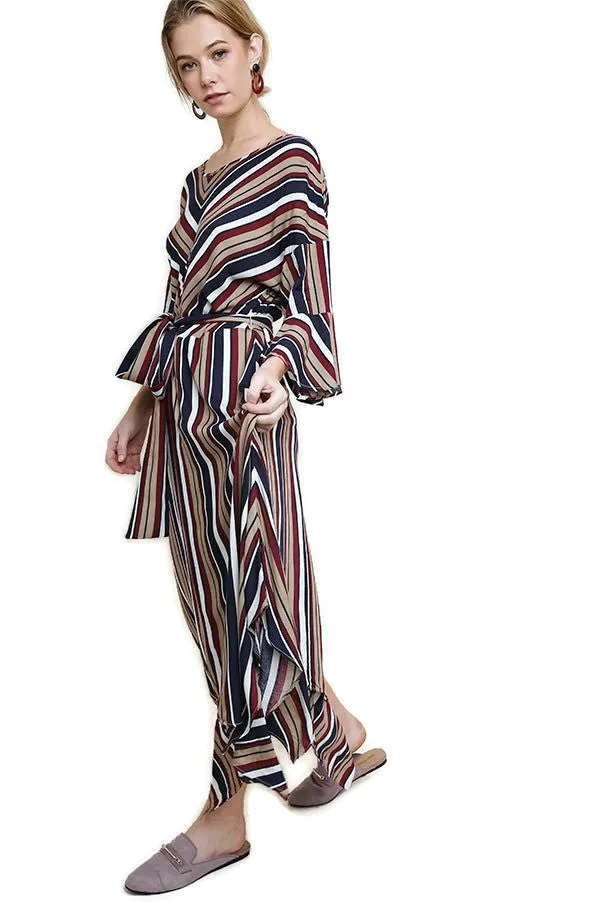 Striped Bell Sleeve Maxi Dress
