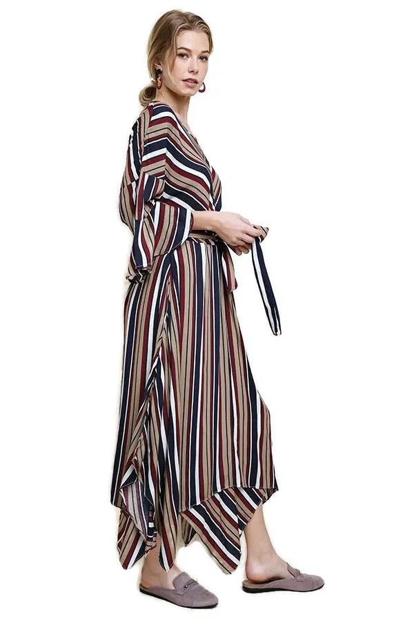 Striped Bell Sleeve Maxi Dress