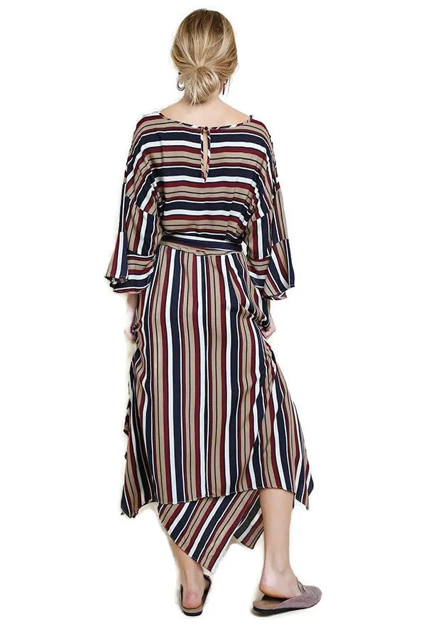 Striped Bell Sleeve Maxi Dress