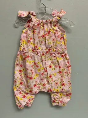 Tea Size NB Pink & Yellow Floral Cotton Infant Girls Jumpsuits & Coveralls
