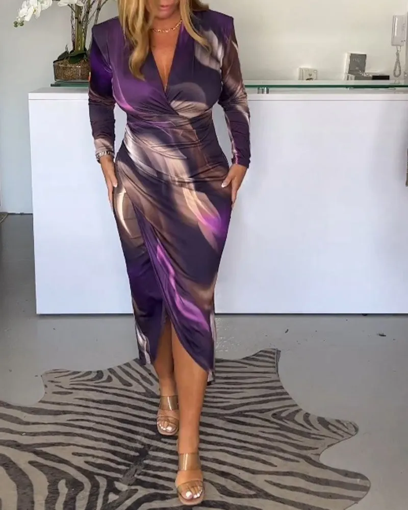 Valeria | Elegant V-Neck Slit Dress