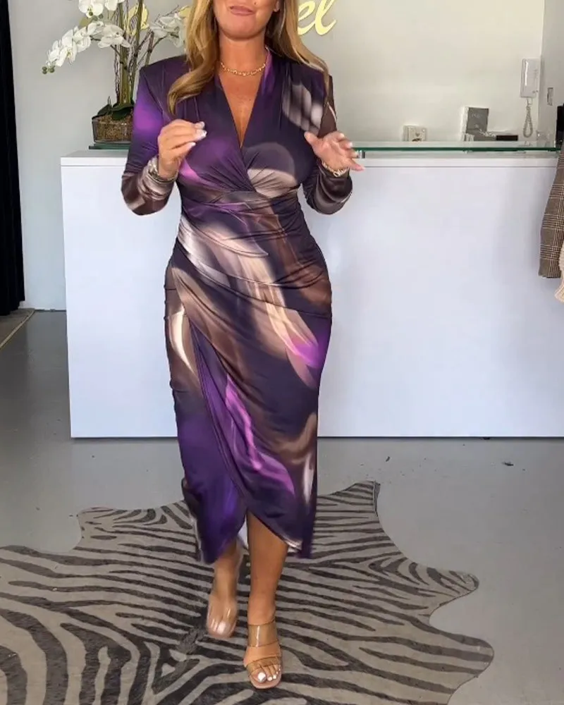 Valeria | Elegant V-Neck Slit Dress