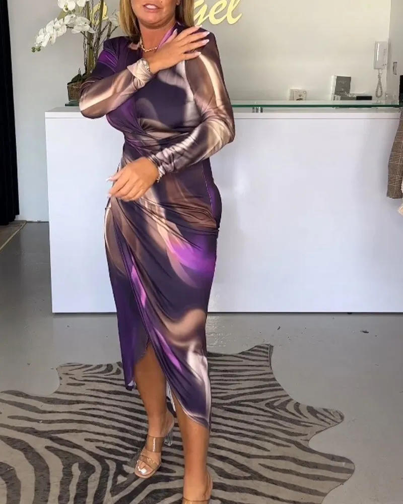 Valeria | Elegant V-Neck Slit Dress