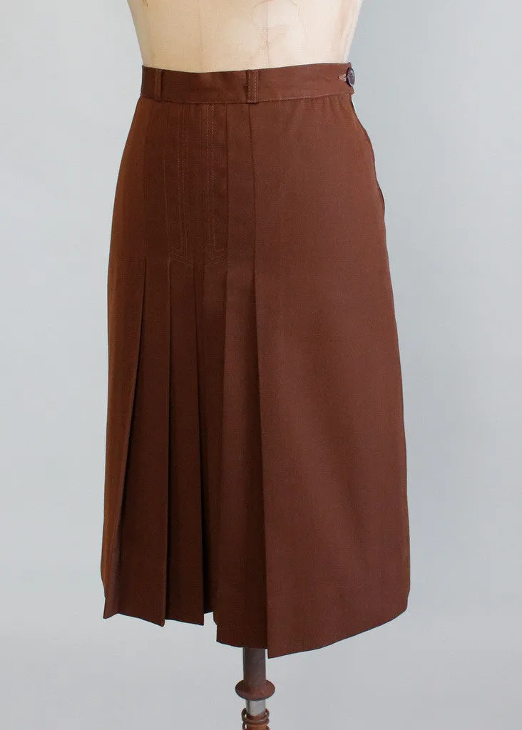 Vintage 1960s Gabradine Midi Skirt