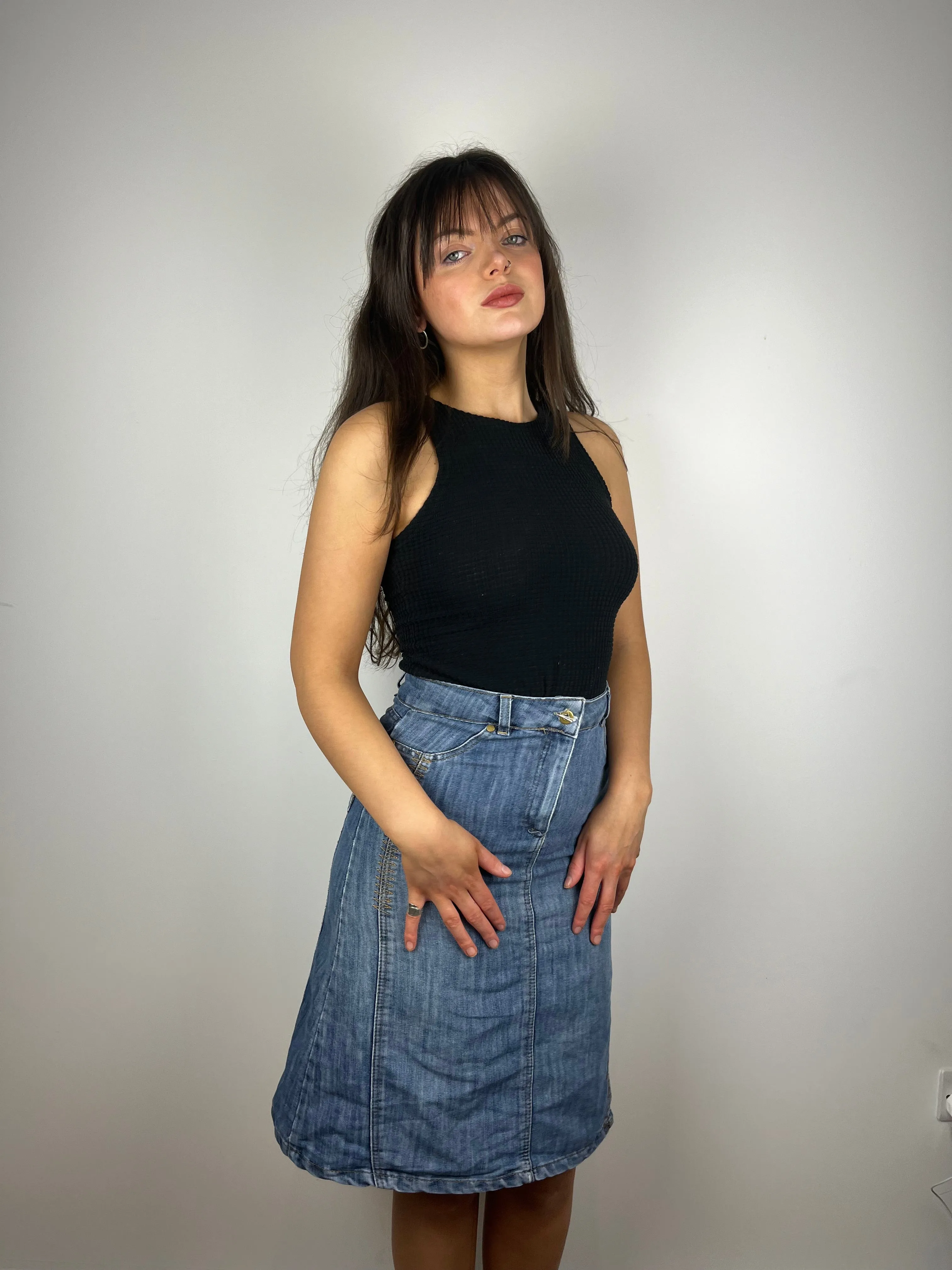 Vintage Y2K Denim Midi Skirt