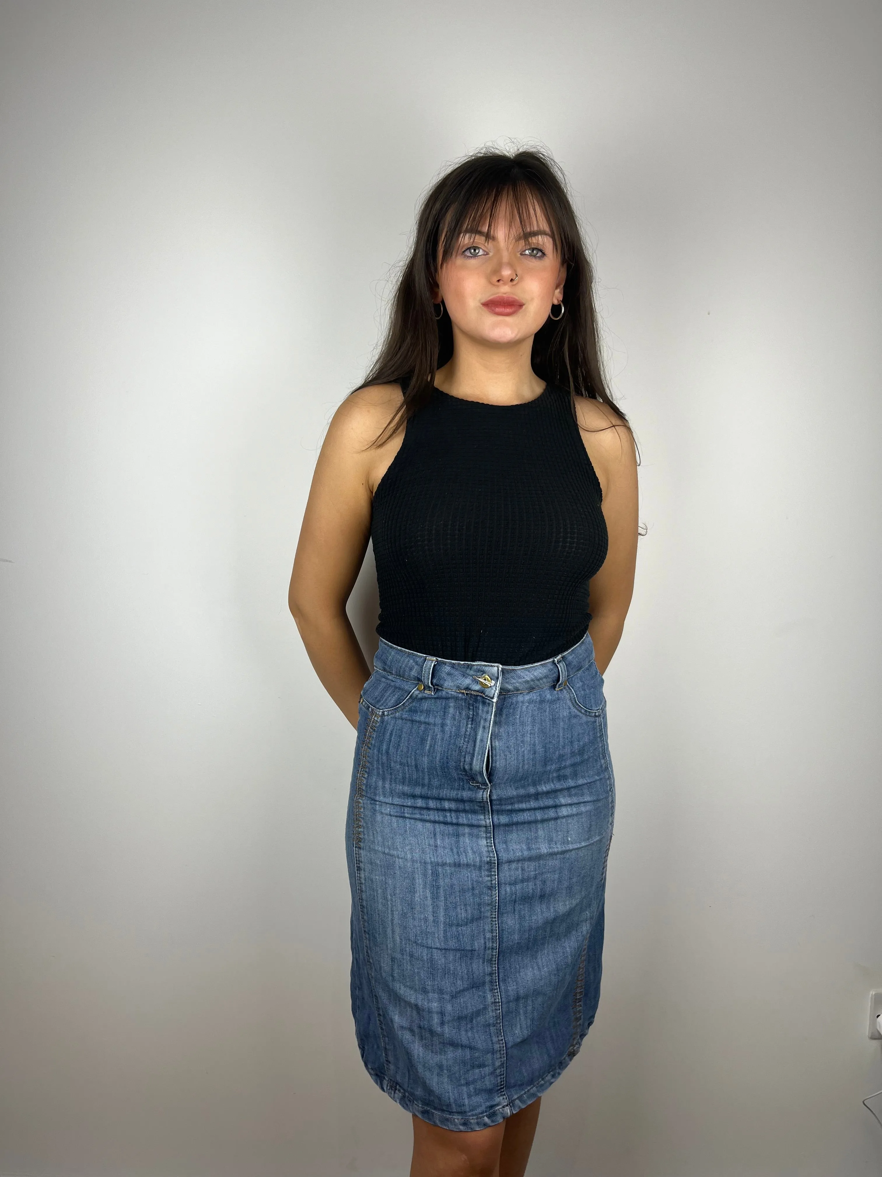 Vintage Y2K Denim Midi Skirt
