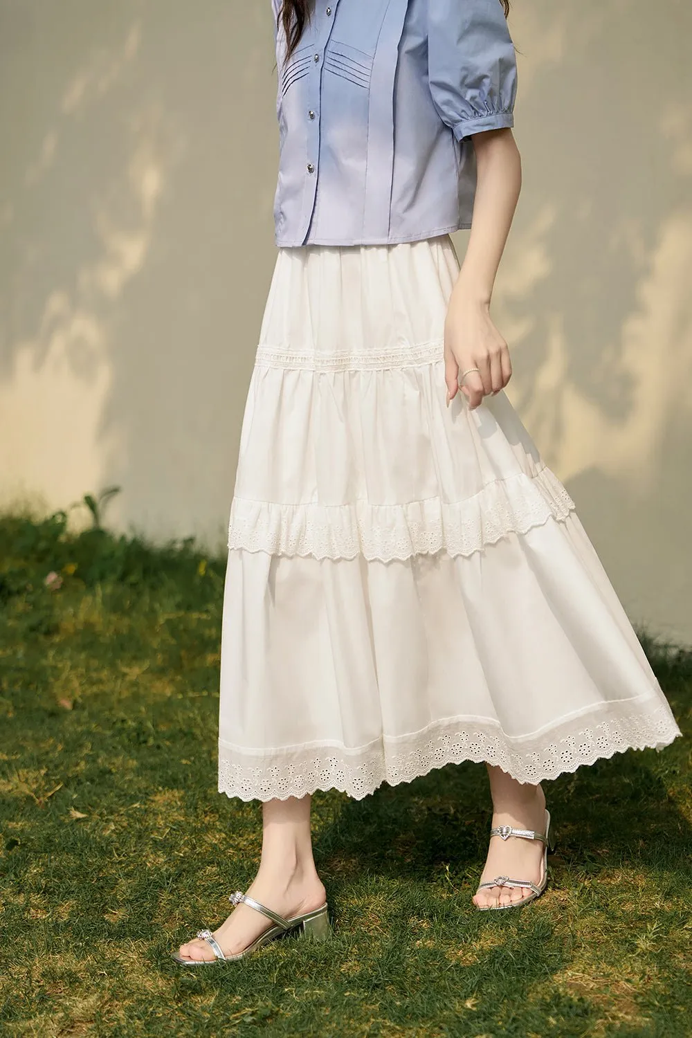 White A Line Maxi Women's Skirt