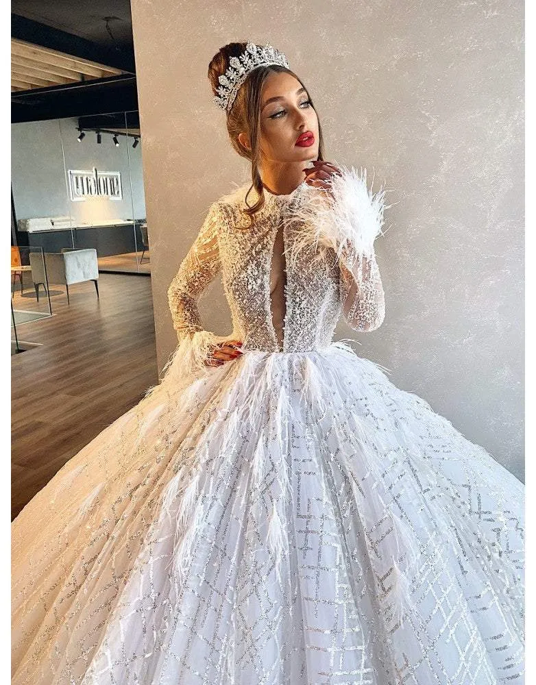 White Ball Gown With Fur