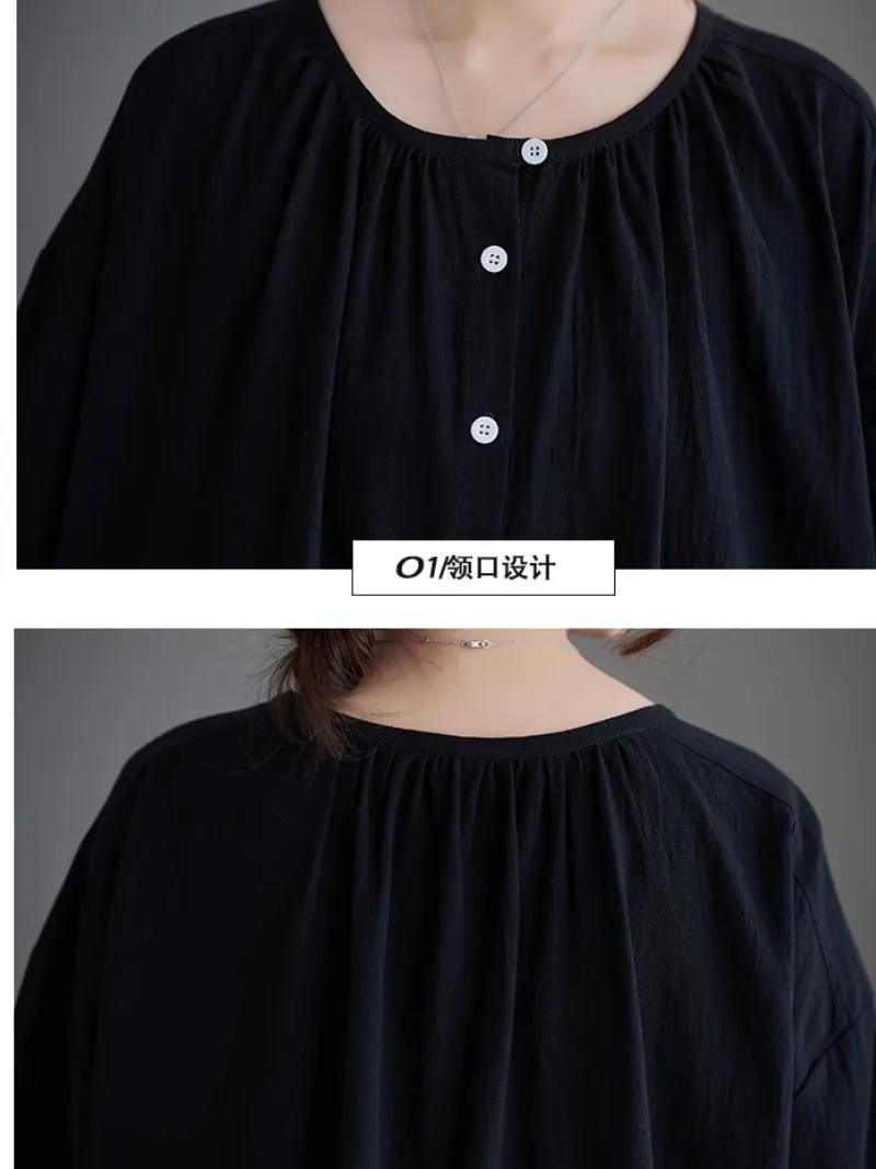 Women's Cool Button-Up Side Pockets A-Line Shirt dress